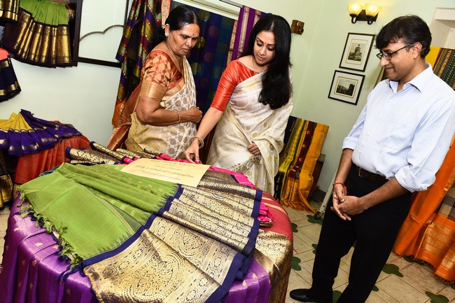 Actress Jyothika Spotted at Vintage Weaves of Kanjivaram Exhibition Stills